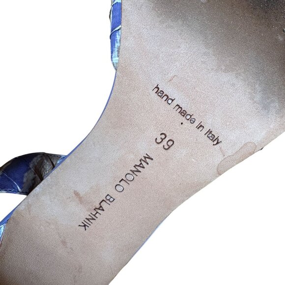 Manolo Blahnik Carolyne 90 Python Pumps Patchwork Purple Size EU 39 US 9 - Picture 7 of 9